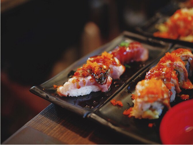 A selection of sushi prepared at Kampachi